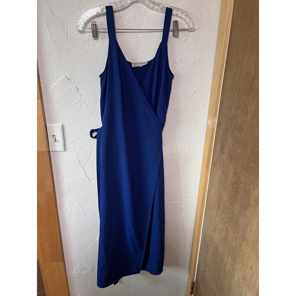 Everlane Japanese GoWeave Wrap Dress Royal Blue Sleeveless Midi Size 2